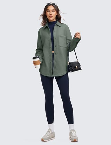 CRZ YOGA Womens Fleece Shacket Jackets Fall Warm Casual Long Sleeve Button Down Shirts with Pocket4