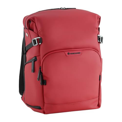 Image of VANGUARD VEO Lite B20L Camera & Everyday Backpack (Red) - Fits Full-Frame Camera with 70-200mm Attached + 3 Lenses, 14 inch Laptop Storage, Rear & Side Access, Convertible Daypack Design