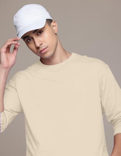 Image of Veirdo Pure Cotton Round Neck Regular Fit Solid Full Sleeve T-Shirt for Men & Boys (Available in Black, Cork, Green, Maroon, Navy, Swanwhite & White Color)