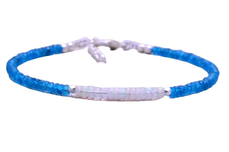 Bracelet opale Éthiopie apatite 4mm stacking perles argent 925