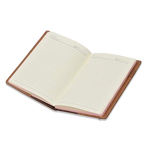 Image of COI Light Brown UNDATED Planner Diary - Designer Faux Leather A5 Daily Planners and Organisers for School, College and Office Going Boys and Girls with Pen.