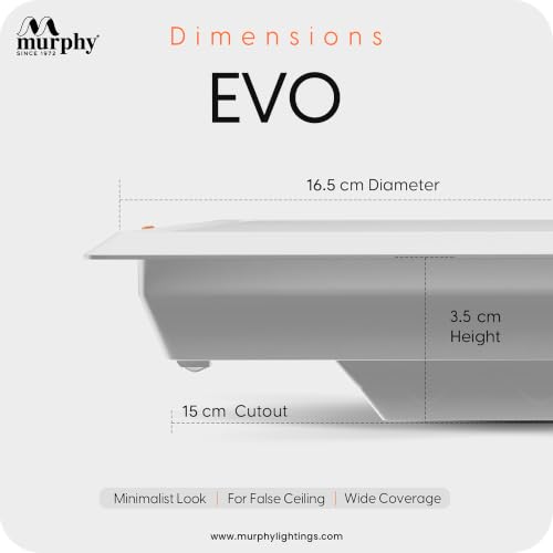 Image of Murphy EVO 15W Square LED Panel Light | 3000K Warm White| Recessed Ceiling Light | 1500 Lumens | 150mm Cutout |4kV Surge Protection | BIS Approved |2-Year Warranty |Pack of 20