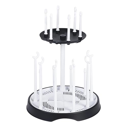 Image of DIJIAMEIYA Baby Bottle Drying Rack,Double-Layer Bottle Drying Rack,Hold Up to 16 Baby Bottles,Suitable for Indoor,Kitchen,Living Room（Black and White）