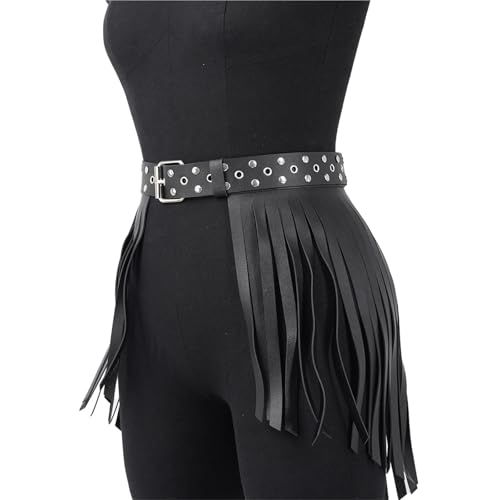 Lady Belt PU Leather Tassel Dress Decorative Rivets Adjustable Elastic Girls Clothing Party Date Party Wear4