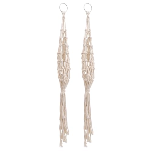 Tapiz bohemio VILLCASE de algodón beige, pack de 2 colgantes con elegantes borlas para cama