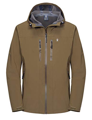 Little Donkey Andy Men's Waterproof Shell Jacket Breathable Hooded Rain Coat for Cycling Hiking Olive XX-Large