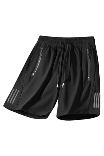 Men's Lightweight Anti-Lost Zippered Pocket Shorts,Drawstring Waist,Breathable Summer Casual Outdoor Gym Athletic Shorts3
