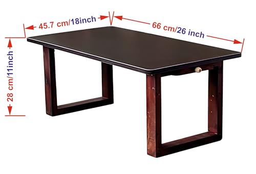 Image of Foldable Lap Desk | PLYWOOD Bed Table With solid wood legs - modern DARK FINISH, Sturdy Laptop Table for Study, Work, bed, Floor Use, Wide Wooden Legs, Near-Invisible Top (26 inch X 18 inch X-LARGE)