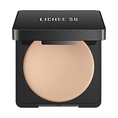 LICHEE SU Flawless Cream Foundation,Lightweight Non-Greasy Foundation,Hydrating Foundation Makeup for All Skin, Full Coverage Creamy Powder Foundation Compact with SPF 50,0.52 Oz.