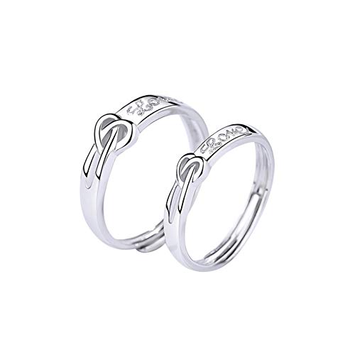 Nœud d'amour alliance argent réglable bague duo pour la vie