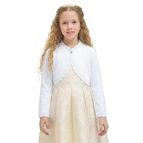 Image of Lilax Little Girls' Knit Long Sleeve Button Closure Bolero Cardigan Shrug