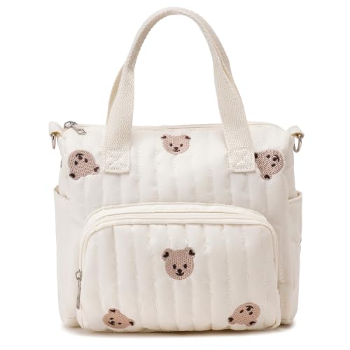 Bolso pequeño para pañales con bordado de oso ideal para paseos cortos con tu bebé