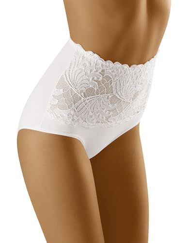Wolbar Damen Sexy Shapewear-Slips Spitze Miederslip Hohe Taille Figurformende WB207, Weiß,XL