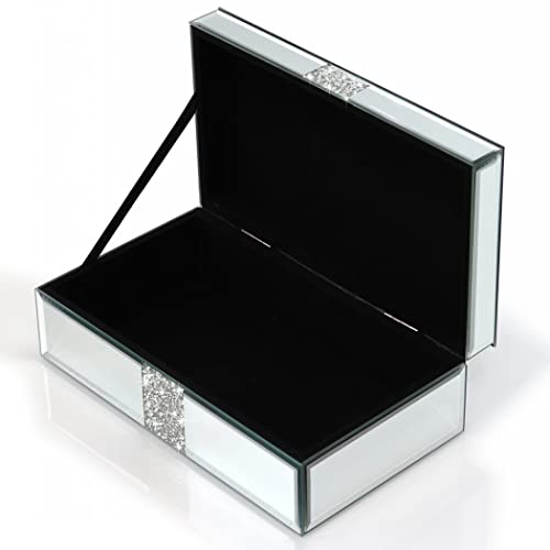 Qmdecor Luxury Middle Silver Bling Crushed Diamond Glass Mirrored Jewelry Box Women Jewelry Organizer Storage Box For Gift #TOP5