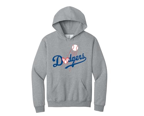 Los Angeles Baseball Unisex Hooded Sweatshirt for Women (US Alpha Large Regular Regular athletic grey)