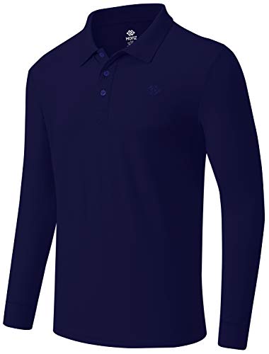 MoFiz Men's Golf Shirts Polo Jersey T-Shirts Sports Polo Shirts Long Sleeve Winter Causal T-Shirts Size Navy 2XL