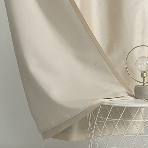 Image of GYROHOME Extra Long Curtains 120 Inch Long for Loft,Faux Silk Room-Darkening Blackout Curtains (Beige Liner) Fully Lined Solid Window Treatment Drapes (2Panel,52x120inch,Light Glod)