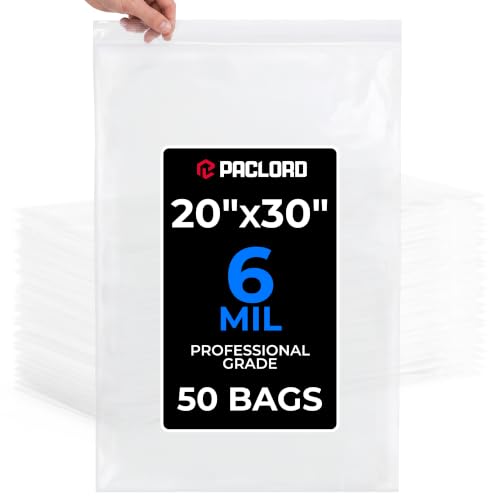 20" x 30" Extra Large Reclosable Plastic Zip Bags, 50 Count