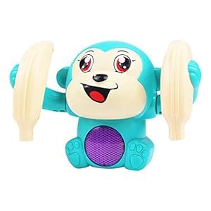 Image of Battery Operated Voice Control Monkey Toy with Musical, Dancing, Spinning,Rolling and Sensor Feature for Gifts /Kids /Babies /Boys /Girls|Blue Color, Power Source:3xAAA Battery(Not Included)