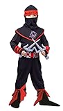 Dress-Up-America Ninja Costume for Kids - Samurai Warrior Dress Up - Red and Black Ninja Costume Set foR Boys and Girls