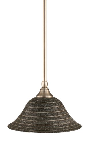 Toltec Lighting 23-BN-432 Stem Mini-Pendant Light Brushed Nickel Finish with Charcoal Spiral Glass, 7-Inch