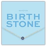 happymaker - Geburtsstein Kette, vergoldete Silberkette 925, Geburtsstein Dezember, echter Edelstein blauer Topas, Sternzeichen Schütze, handgefertigt, größenverstellbar, Geschenkverpackung