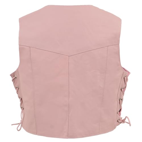 Milwaukee Leather SH2011LPNK Girls Pink Classic Three Snap Leather Vest2