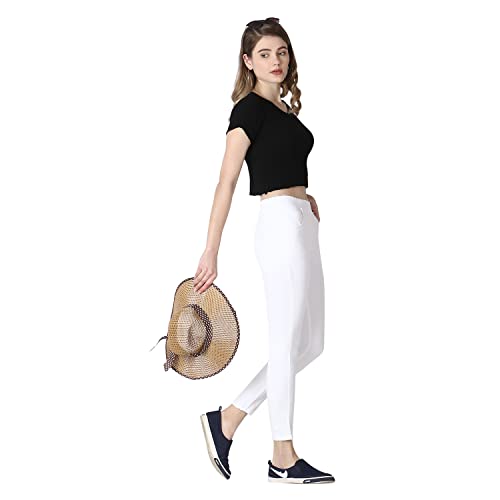 Image of 4Flies Women's Denim Lycra Jeggings - Stretchable Slim Fit Ankle-Length Pants for Casual, Office & Travel Wear - Stylish & Comfortable