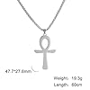 Egyptian Ankh Cross Pendant Necklace Symbol of Life Pendant Necklace Stainless Steel Classic Cross Pendant Necklace Egyptian Amulet Jewellery Necklace, M, Stainless Steel, No Gemstone #5