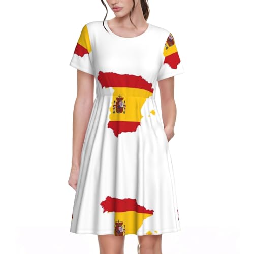 Robe d'été mi-longue EdWal légère et respirante col rond motif Espagne