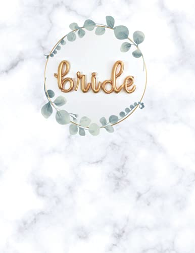 Bride: Marble and Gold Wedding Notebook Journal Unlined Pages (8.5 x 11 inches, 90 pages)