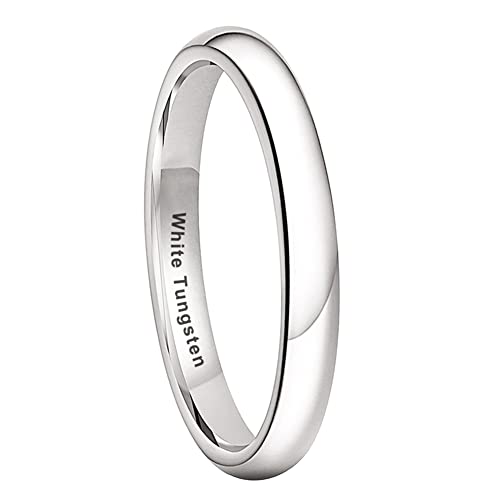 2mm 3mm 4mm 5mm 6mm 7mm 8mm 10mm white tungsten rings for men women engagement wedding bands domed polished shiny comfort fit