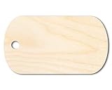 Unfinished Wood Military Dog Tag Shape | DIY Craft Cutout | up to 46' DIY 4' / 1/4'