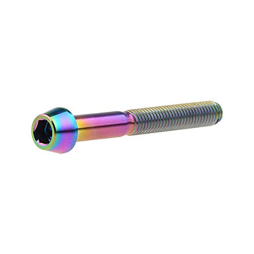 Image of Titanium Ti Bolt M5x9 16 18 20 25 30 35 40 45 50 55 60mm Tapered Head Screws Pack of 4 (M5x45mm, Ranibow)