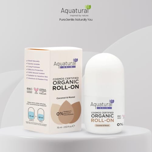 Image of Organic Deodorant Roll On, Monoi Scent, 2.53 Fl Oz | Women & Men, Natural Formula, Sensitive Skin, Long-Lasting Odor Protection