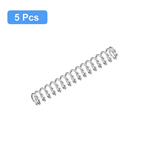 Image of uxcell Compression Spring, 5Pcs 304 Stainless Steel, 6mm OD, 0.8mm Wire Size, 40mm Free Length, Silver Tone