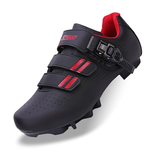 Scarpe da Ciclismo Unisex, Stivali da Mountain Bike Uomo Donna, Sneakers Professionali MTB All'aperto Compatibili con Tutti I Pedali SPD A BlackRed, 45