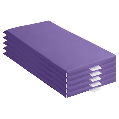 Image of ECR4Kids SoftZone Rainbow Rest Time Mat with Name Tag, Sleeping Pad, Purple, 5-Piece