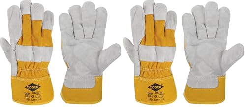 Cogex - Gant de travail, gant docker cuir - Gant docker en croute de cuir - Taille 10 - Élastique de maintient sur le dos - Pour la manutention, la...