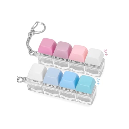 Netholid 2 PCS Keyboard Fidget Toys for Adults Silent and Loud Keyboard Clicker Keychain Sensory Toy for Anxiety Stress Relief Autism (Blue&Purple, 4 in 1-2P)