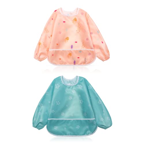 2 Stück Baby-Lätzchen Mit Ärmeln - Wasserdicht, Maschinenwaschbar Für 1-2 Jahre