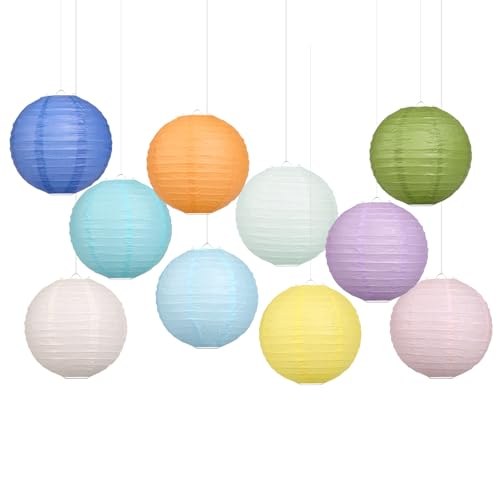 LIHAO 10 PCS Papierlaternen Bunte Lampions Lampenschirm Rund Papier Laternen für Hochzeiten Geburtstage Feiertagen Gartenparty Babytaufe Deko (15cm)