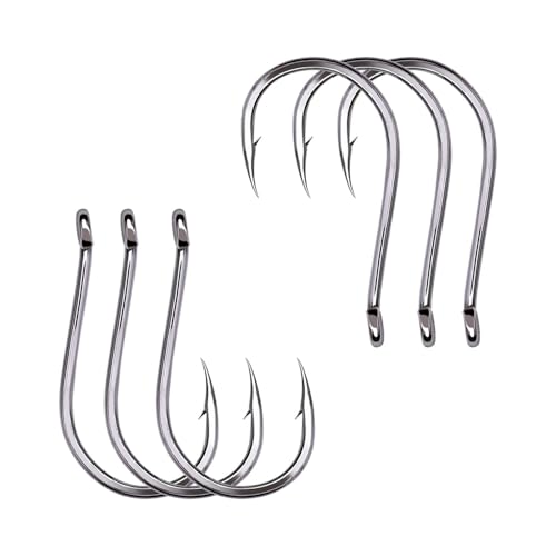 FONGKNOX 200 Pcs Chinu Fishing Hook set of #4 & #3 100pcs per Size Eyed Fishing Hook High Carton Steel Durable Sharpness Barbed 5H Hardness Strengthed Bend Freshwater Saltwater Sea Fishing Trackle - Image 2