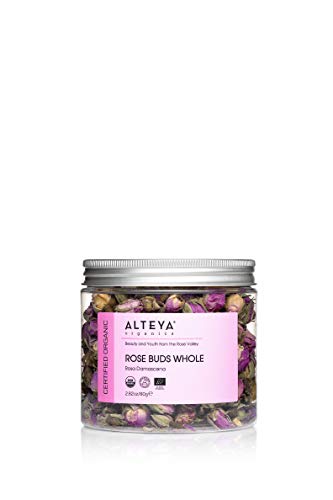Alteya biologische rozenknop thee 80gr - 100% USDA gecertificeerde biologische Rosa Damascena bio kruideninfusie - met de hand geplukt en rechtstreeks verkocht door de rozenkweker Alteya Organics