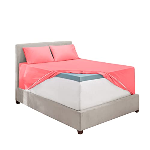 Image of Hearth & Harbor Extra Deep Pocket California King Sheets - 4 Piece Hotel Luxury California King Sheet Set Fits Up to 24 inch Mattress - Ultra Soft Luxury Bed Sheet Set - Cal King, Coral Pink