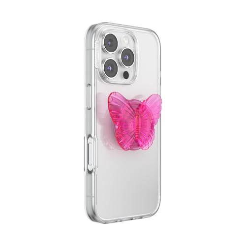 Image of PopSockets Adhesive Phone Grip, Holder, Phone Stand, Butterfly - Molded Butterfly Magenta