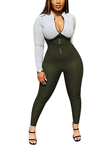 Bluewolfsea Women's Bodycon Jumpsuit Sexy Long Sleeve One Piece Outfits Rompers Party Clubwear