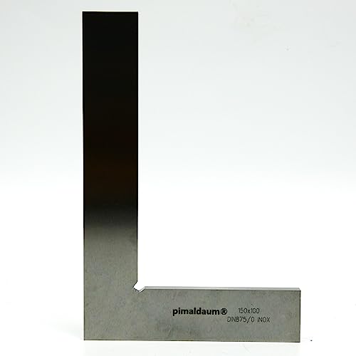 PIMALDAUM® Anschlagwinkel, 90°-Flachwinkel mit Schenkel nach DIN 875/0, Edelstahl, für Prüf-, Richt- und Anreißarbeiten im Maschinenbau, in der Schlosserei, Schreinerei etc. (Metall, 150x100 mm)