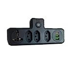 Adaptador de Tomada Filtro de Linha – 4 Tomadas + 2 USB + 1 Tipo C - Bivolt - Padrão Universal (PRETO)