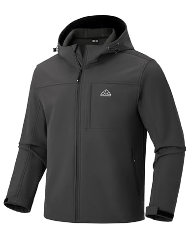 Rdruko Men's Winter Jackets Fleece Lined Hooded Water Resistant Insulated Windbreaker Softshell Jacket for Outdoor Hiking